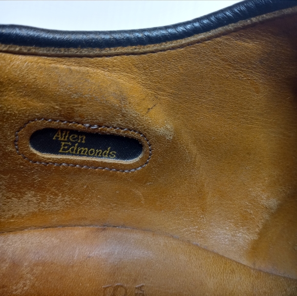 Vintage Allen Edmonds Dryden Oxfords Sz 9 D Black Vibram Soles Brogue captoe - Picture 8 of 10